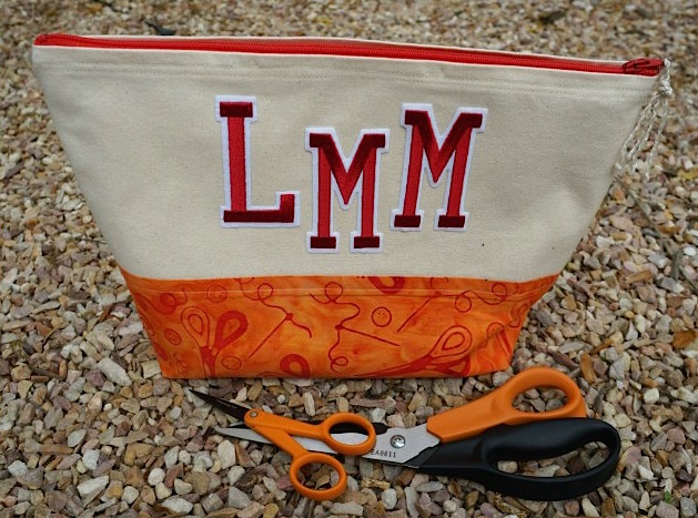 monogram fabric scissor tote 