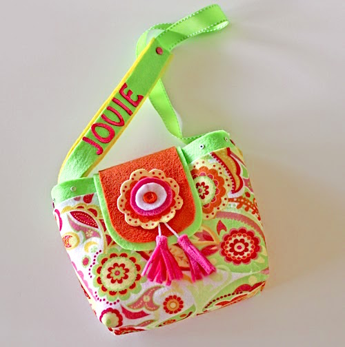 girls felt purse with name on strap