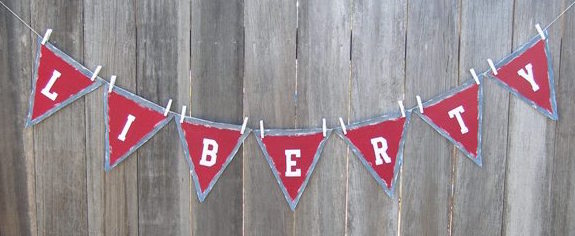 liberty burlap denim pennant banner