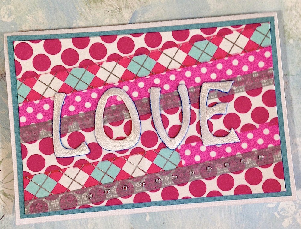 joy embroidered letters for greeting card