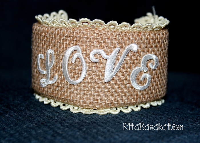 burlap leather cuff bracelet