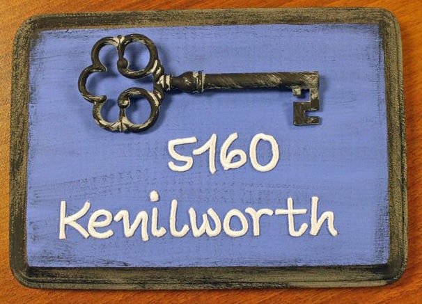 address plaque with joy embroidered letters