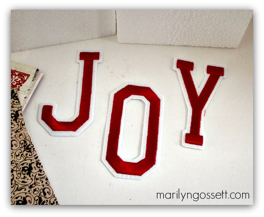 joy embroidered iron-on letters