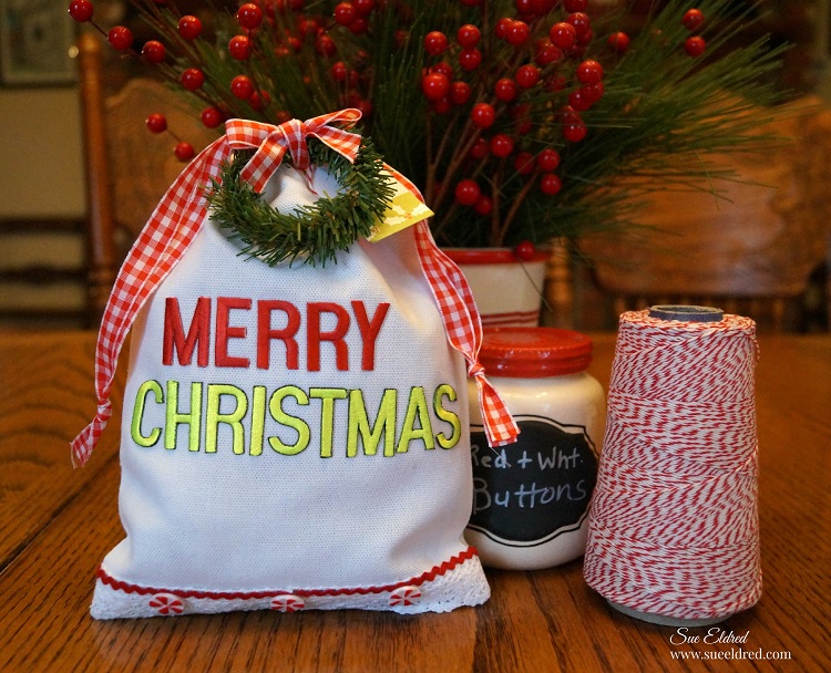 merry christmas gift bag joy embroidered letters
