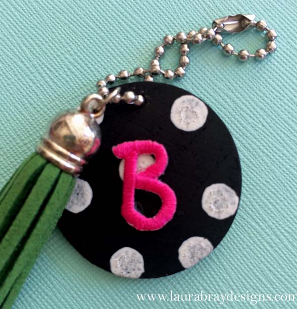monogram fabric key fob diy