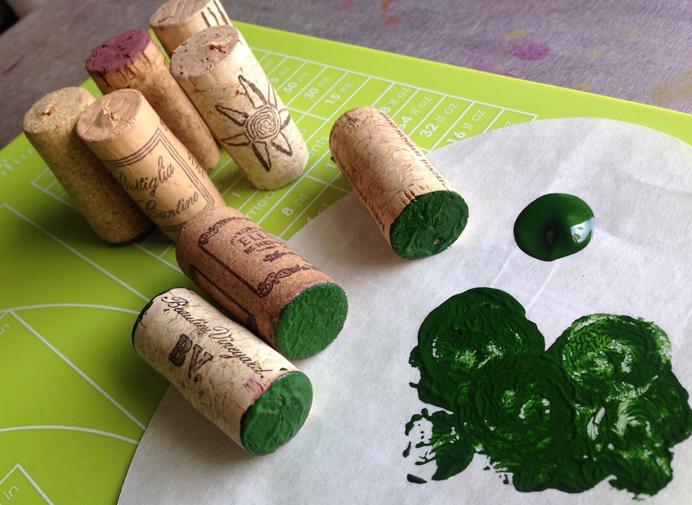 paint ends of recycled wine corks