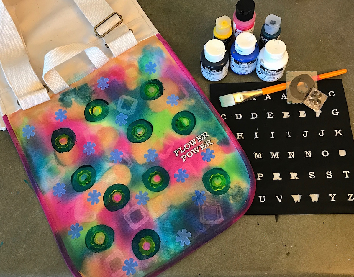 paint stamp messenger bag