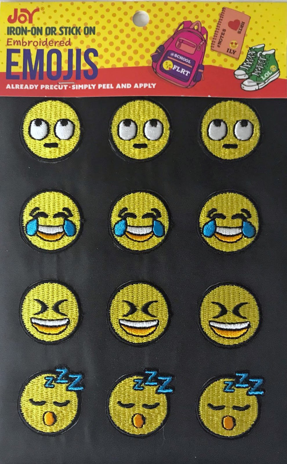 Smiley Iron-On Patches - 9 Pack