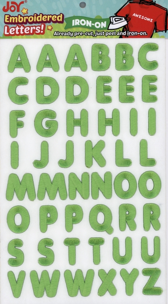 Iron on Flocked Letters (Multiple Sizes) Mini Chartreuse (Puke Green)