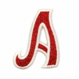 Athletic Script 2 Inch Red w/ White Border (50mm)